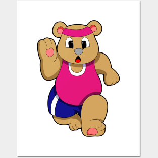 Bear at Fitness - Jogging with Headband Posters and Art